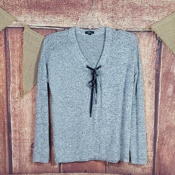 LIKE NEW RAILS LEIGH V NECK HEATHER GRAY VELVET NECK TIE SOFT TOP - Picture 3 of 6